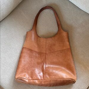 Tan Leather Tote Bag